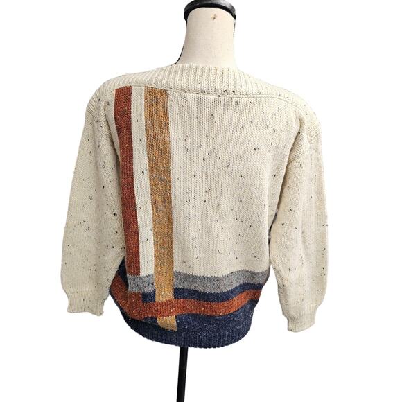 Vtg 90s Lizsport Womens Sz P Knit Boat Neck Pullover Striped‎ Sweater Wool Blend - Picture 2 of 6